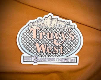 PEGATINA DE VINILO - Señal de punto de belleza de Truvy's West - Magnolias de acero