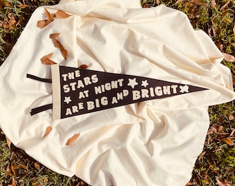 BANDERÍN DE FIELTRO DE LANA - Banderín de Texas "Las estrellas son brillantes"