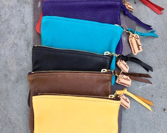 Leather Deerskin Zipper Pouch