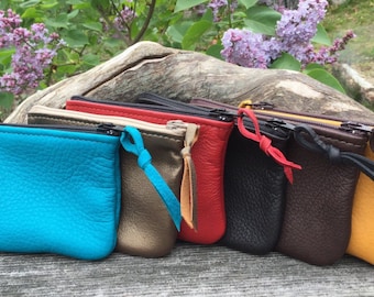 Leather Deerskin Small Pouch w/zipper