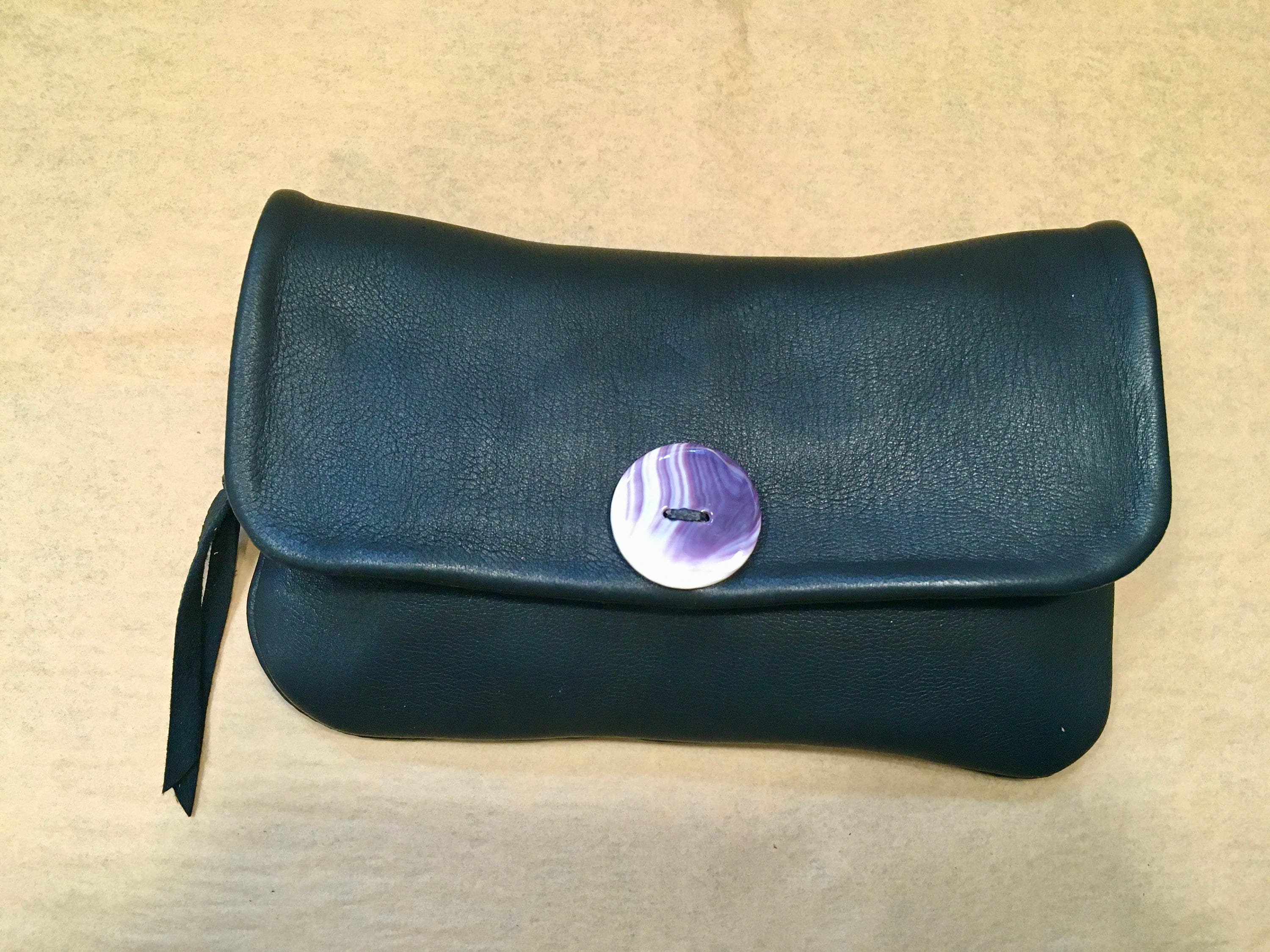 Deerskin Leather Wallet With Magnetic Snap and Wampum Button - Etsy