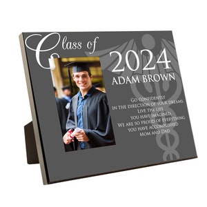 Medical School Graduation Personalized 4x6 Engraved Picture Frame with Caduceus- Personalized Class of 2024 Graduation Gift Photo Frame