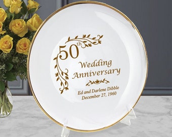 50th Wedding Anniversary, Engraved 50th Anniversary Plate, 50th Anniversary Gifts for Parents, Golden Anniversary,porcelain Keepsake Platter