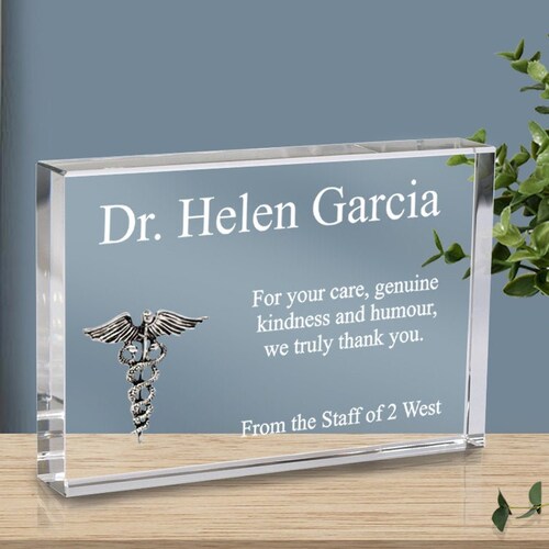 Personalized Doctor Thank You Crystal Engraved Plaque With Etsy