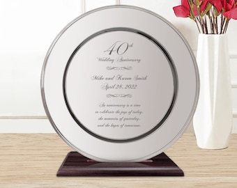 Personalized 40th Silver Plate Wedding Anniversary Gift  - A Sentimental Gift For Happy Couple, Beloved Parents, and Cherished Grandparents