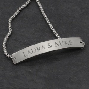 Personalized Silver Name Bracelet for Her Engraved Long Distance Relationship Gift for Girlfriend Name Bracelet for Best Friend