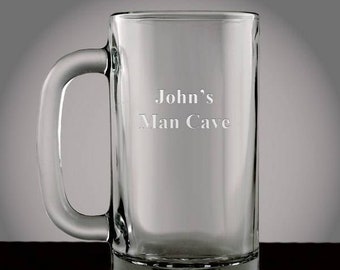 Engraved Glass Beer Mug