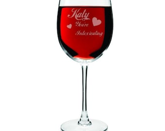 Personalized Engraved Hearts Wine Glass