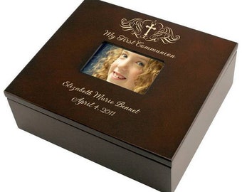 Engraved Wooden First Communion Keepsake Box