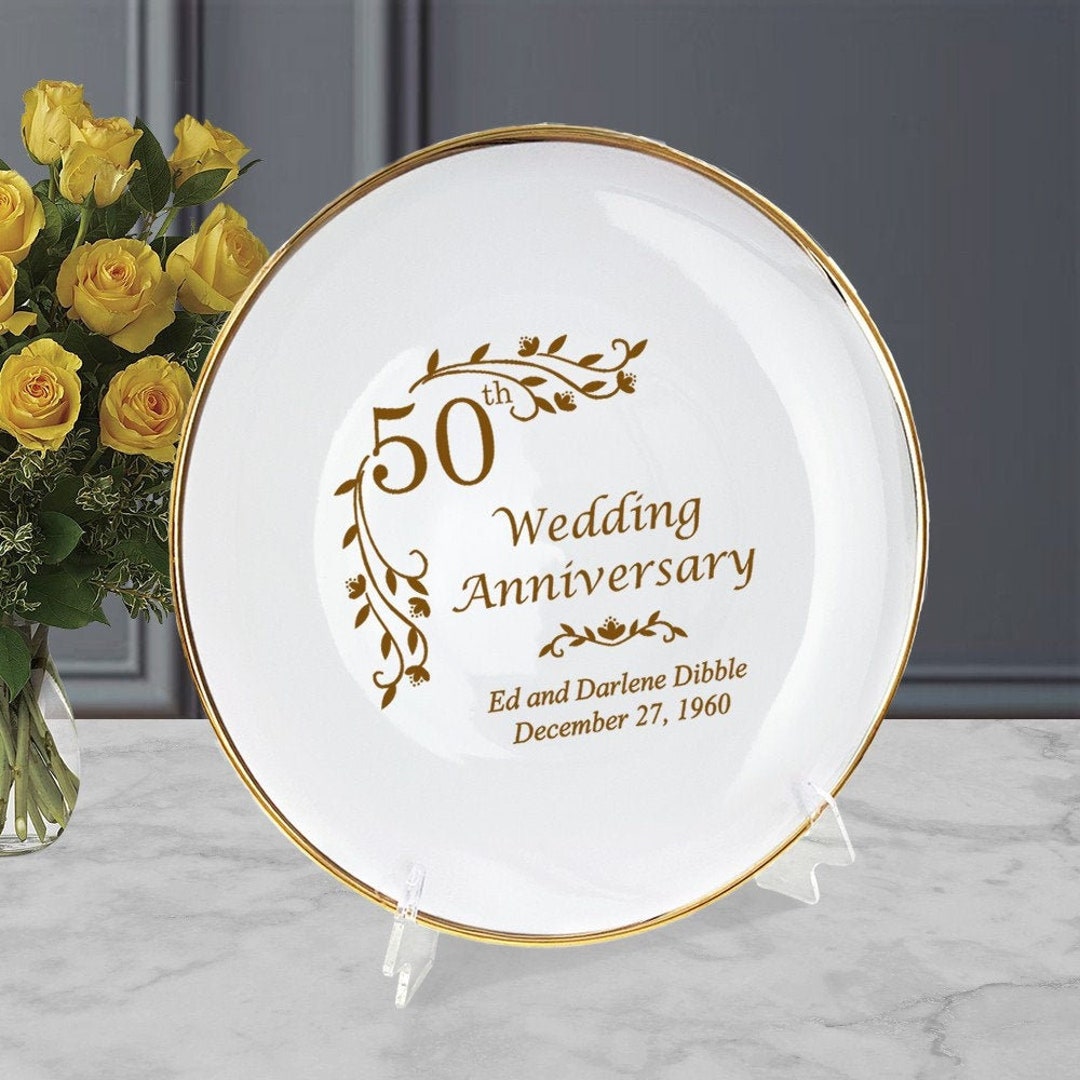 50 aniversario de boda, placa de 50 aniversario grabada, regalos de 50  aniversario para padres, aniversario de oro, plato de recuerdo de porcelana  -  España