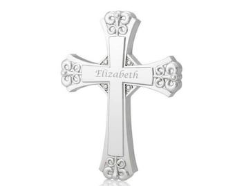 Silver Wall Cross Perfect Gift for First Communion, Baptism, Confirmation or any Christian Religion Special Occasion