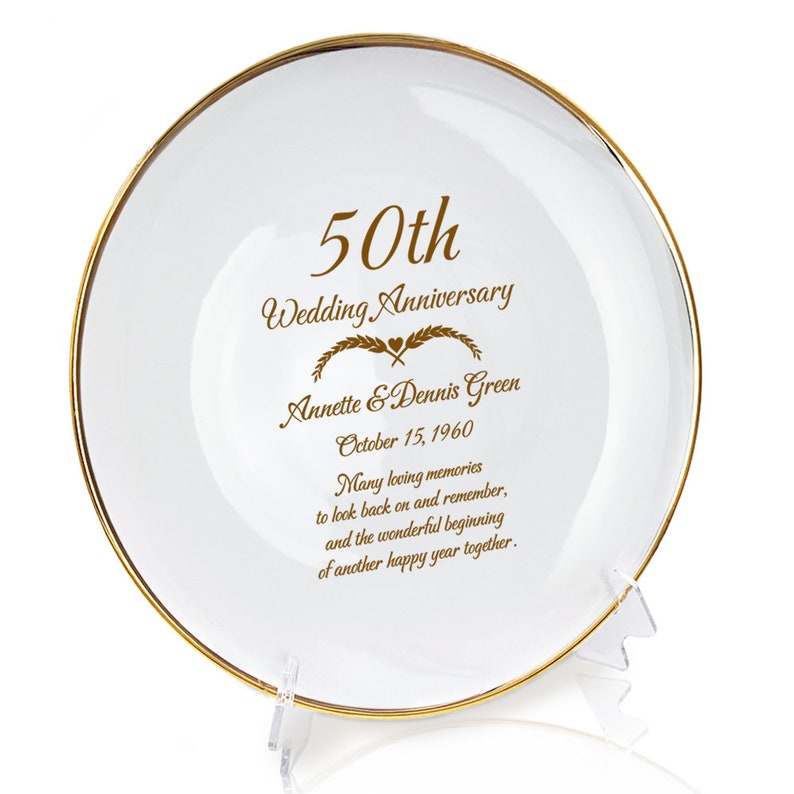 Porcelain Anniversary Gifts Engraved 50th Wedding Anniversary white Porcelain Plate