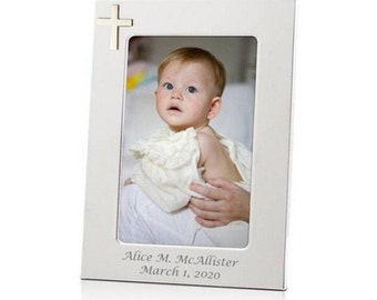 Personalized Silver Cross Photo Frame, perfect for Baptism, Christening, Holy Communion or any other Religious events, Gift for Baby