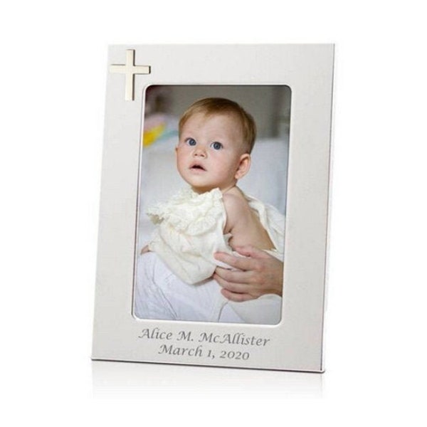 Personalized Silver Cross Photo Frame, perfect for Baptism, Christening, Holy Communion or any other Religious events, Gift for Baby