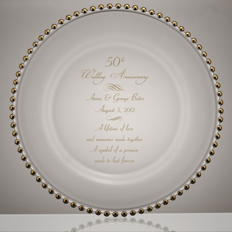 Golden Beaded 50th Platter Wedding An Anniversary. store Engraved Golden Be...