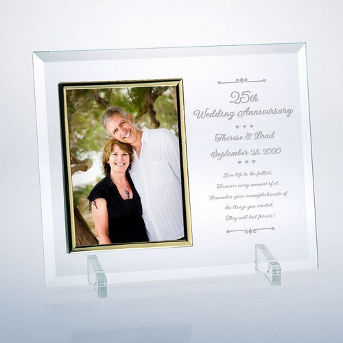 Engraved 25th Anniversary Glass 8x10 Picture Frame Etsy