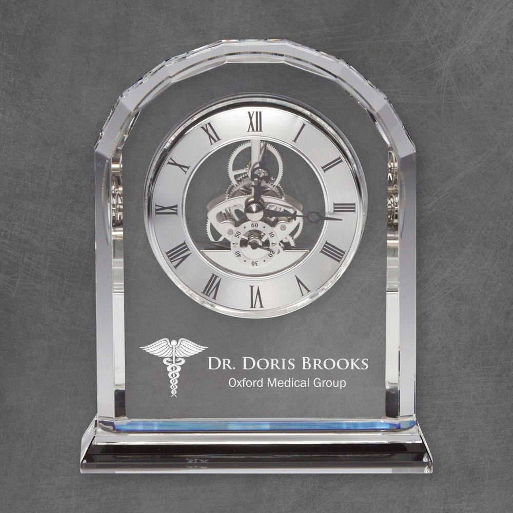 Personalized Medical Rounded Edge Crystal Clock for Doctors Etsy