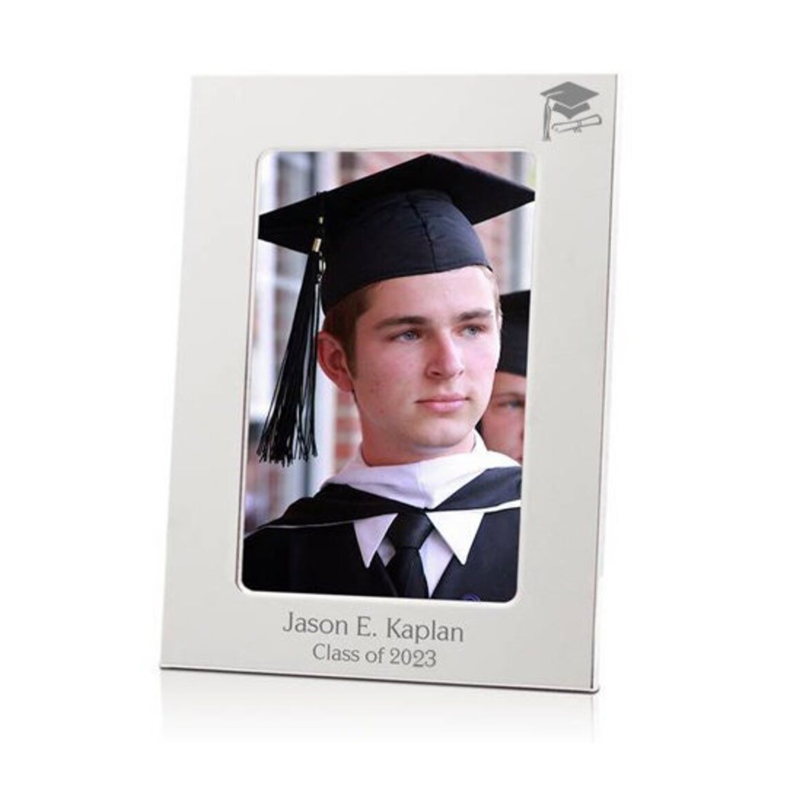 Engraved Custom Silver Graduation Frame 4x6 Class of 2023 Personalized