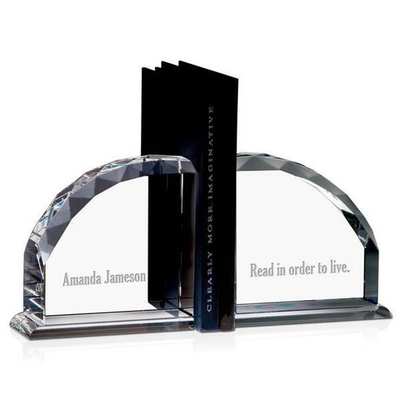 Engraved Crystal Bookends Etsy
