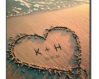 Heart in Beach Sand Personalized Wall Art