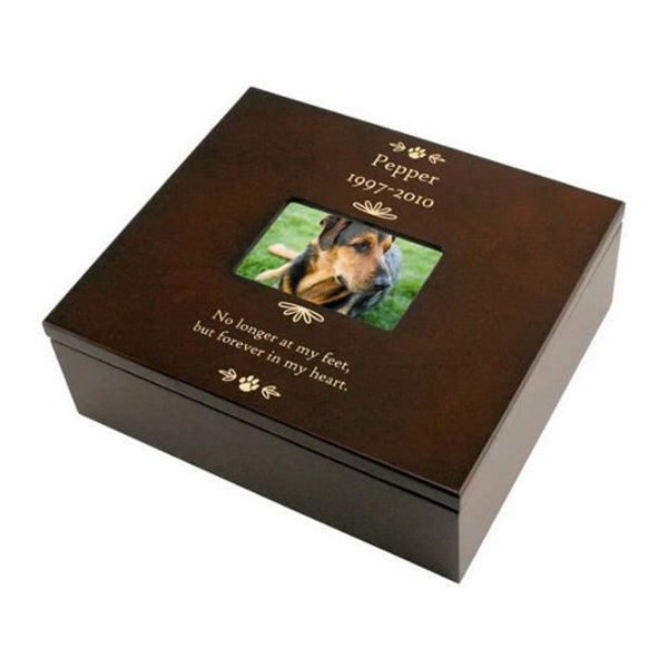 Engraved Pet Memorial Keepsake Box, Perfect Pet Memorial Gift for Dogs and Cats