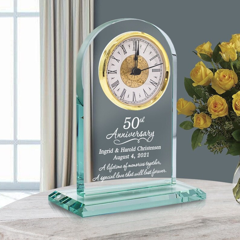 Glass Clock 50th Wedding Anniversary Gifts For Grandparent