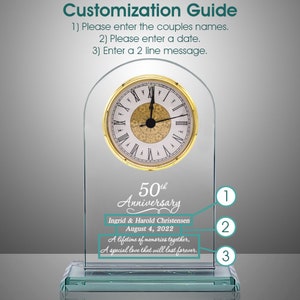 Horloge De Table Cadeau Anniversaire De Mariage - Argent, Or, Rubis (25e, 30e, 40e, 50e Ans)