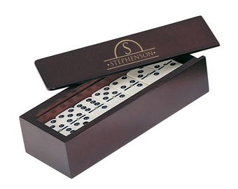 Engraved Family Name Domino Set in Rosewood Box, Perfect Birthday Gift, Father's Day Gift