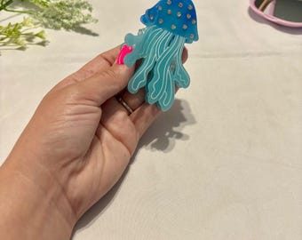 Blue Jellyfish Claw Clip | Ocean Hair Clip