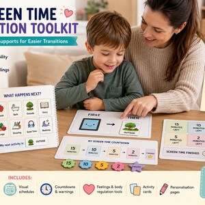 子ども向けスクリーンタイム移行ツールキット｜視覚的なスケジュール＆カウントダウンカード