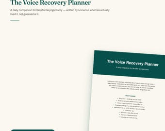 Laryngectomy Recovery Planner, Voice Loss Journal, Health Tracker (Printable Download)