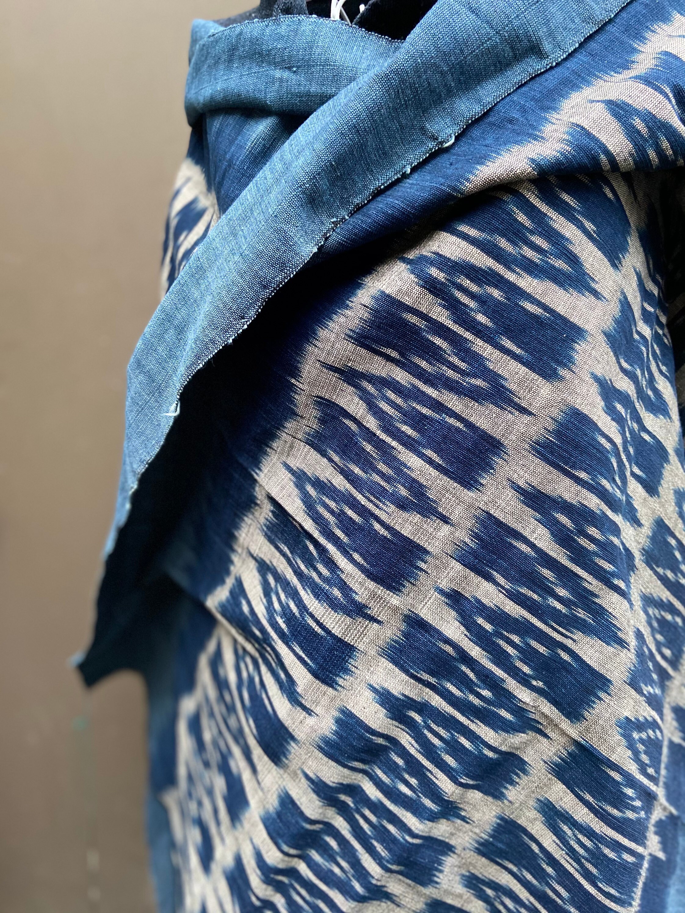 Ikat indigo handwoven cotton scarf/shawl Etsy