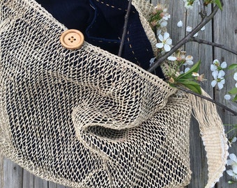 100 % organic hand-knitted & handwoven handbag  (limited production)