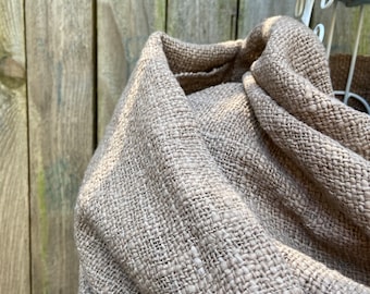 Handwoven handspun cotton shawl / wraP : mud brown