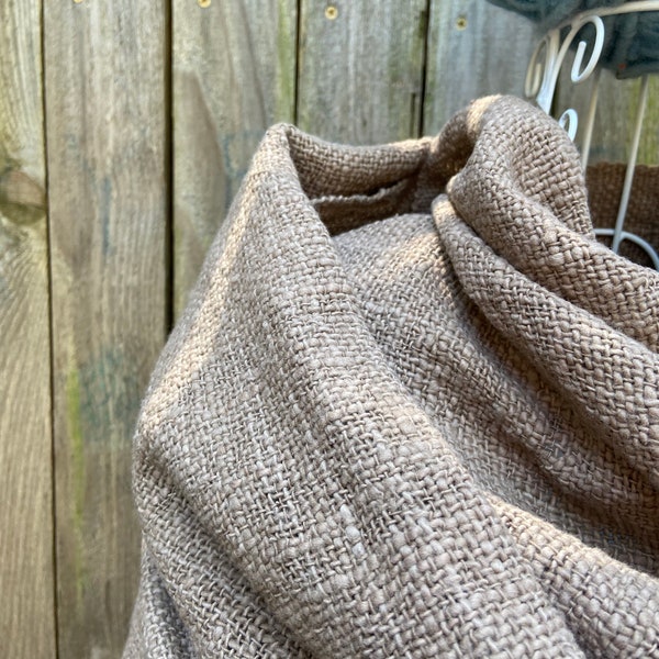 Handwoven handspun cotton shawl / wraP : mud brown