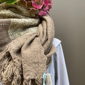 Organic handwoven scarf :Mud brown / Tumeric yellow (Extra long)