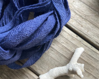 Dark organic indigo blue ribbon, Cotton ribbon dyed in organic Indigo dye: 10 yards/ 900 cm/30 ft.