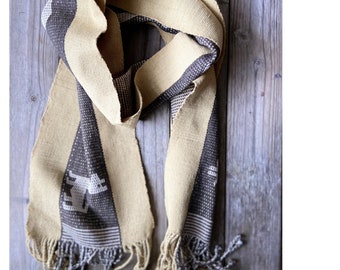 Skinny handwoven natural dyed cotton scarf