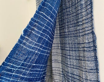 Organic Indigo cotton handwoven scarf #2