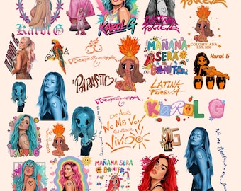 Karol G PNG Designs Bundle, Karl G Merch, Tropicoqueta New Album PNG bundle, Karol G Shirt Png, Karol G Viajando El Mundo Concert Png