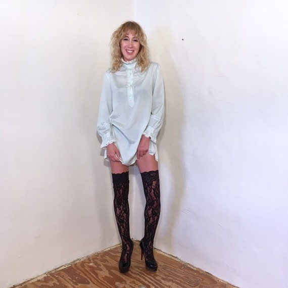 70s Chloe Designer Silk Dress Shirt Sleep Pale Gre