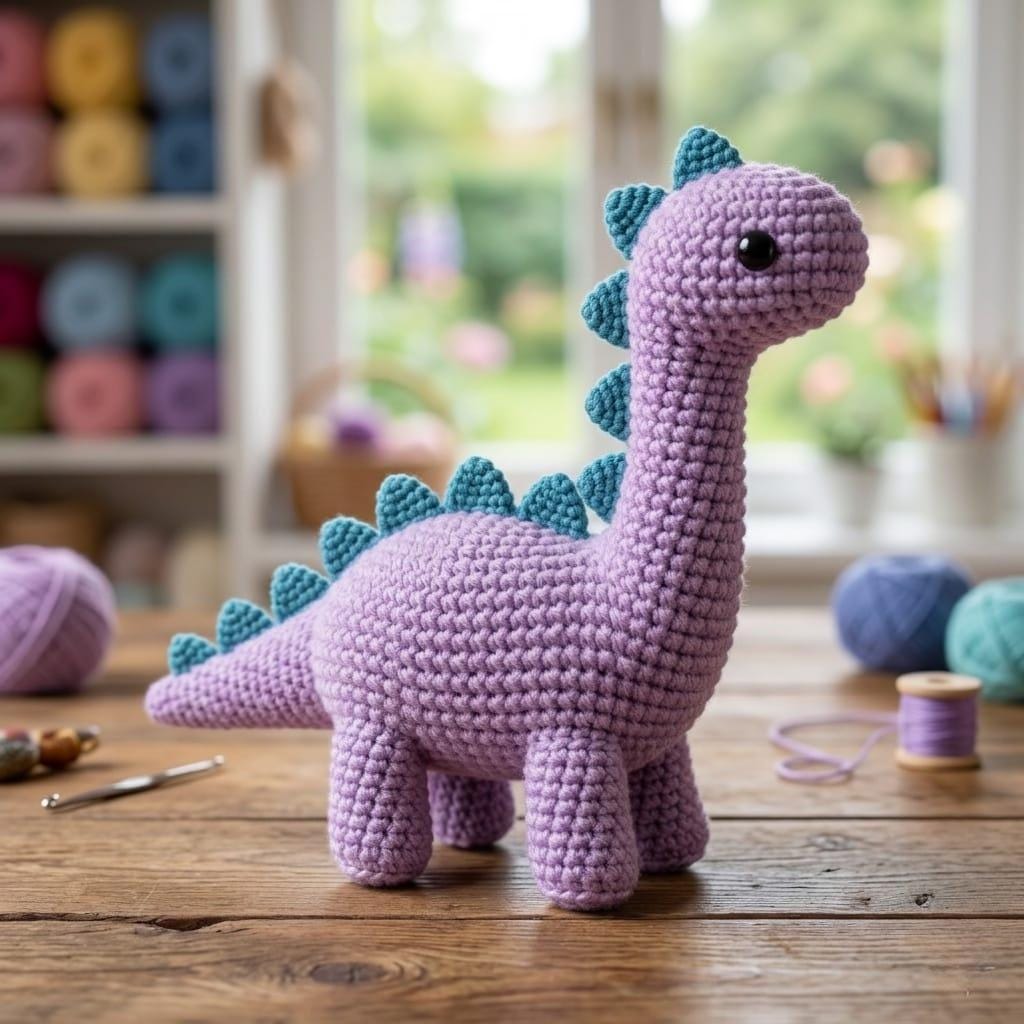 30 Brontosaurus Crochet Patterns for Cute Dino Gifts, Nursery Decor, and Plushies 9 Brontosaurus Crochet Pattern PDF, Amigurumi Dino, Handmade Toy Gift