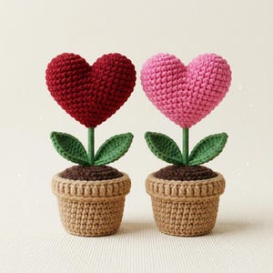 Crochet Heart Plant Pot Pattern PDF, Crochet Heart Plant Pattern, Amigurumi Plant Decor, Gift For Her, Heart In A Flower Pot Crochet Pattern