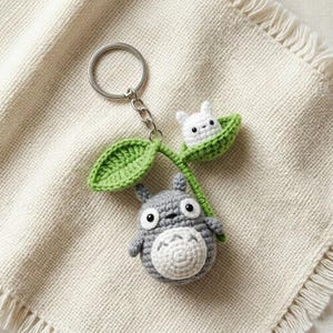 Virkad minikanin nyckelringsmönster i PDF-format, Skogsdjur, Amigurumikanin, Virkad kaninblad, Handgjord present, Fotoguide, Nybörjare