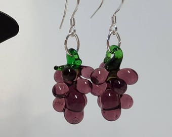 Glass Grape Earrings