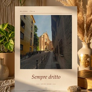 Framed Sempre Dritto Poster | Bologna Italy Wall Art | Italian Street Photography Print, Fine Art Giclée Print image 7