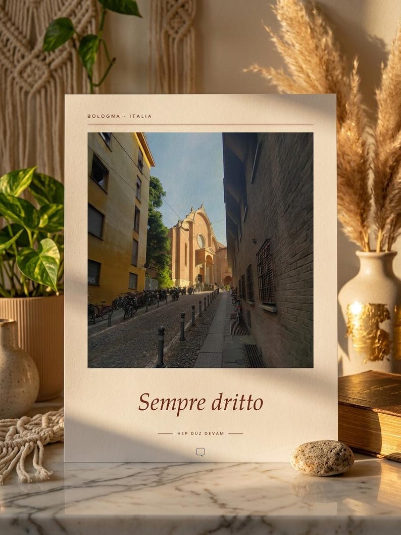 Framed Sempre Dritto Poster | Bologna Italy Wall Art | Italian Street Photography Print, Fine Art Giclée Print image 7