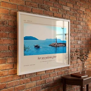 Framed Kaş Lighthouse Photography Print | Antalya Turkey Coastal Wall Art | Mediterranean Sea Poster | Fine Art Giclée Print afbeelding 4