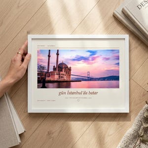 Istanbul Sunset Photography Print | Ortaköy Bosphorus Wall Art | Turkey Travel Poster | Unframed Fine Art Giclée Print bild 3