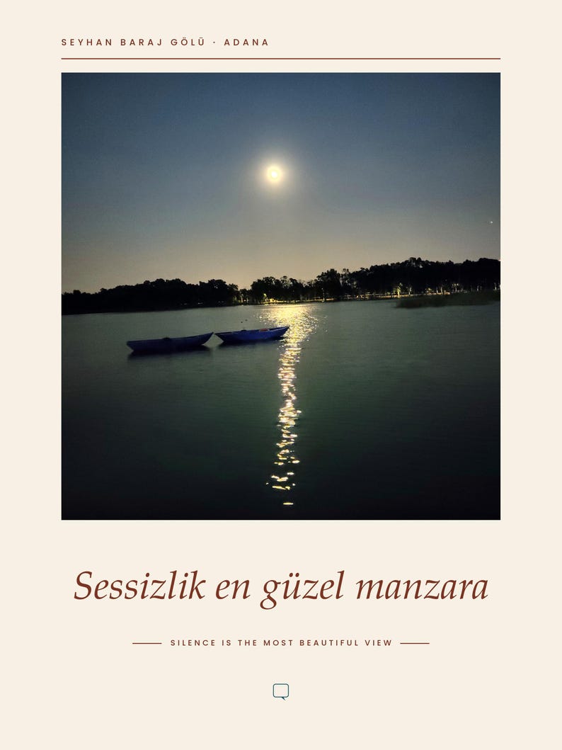 Moon Over Lake Poster | Adana Seyhan Lake Wall Art | Turkey Night Sky Photography Print, Blue Bedroom Decor, Fine Art Giclée Print bild 1